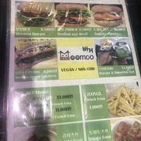 Menu at Moomoo Burger & Smoothie in Busan