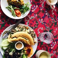 Chickpea omlette and pumpkin hummus at Little Good Things in Mae Hong Son