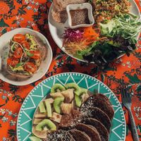 Pancakes, savoury toast and scrambled tofu at Little Good Things in Mae Hong Son