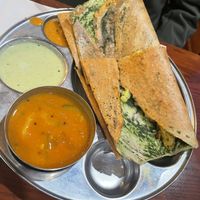 45 spinach masala dosa - crepe cook with spinach and potato masala   at Chennai Dosa in Hicksville