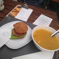 Thai curry soup and little sandwich at Vital Cafe & Bistro  in Gyor
