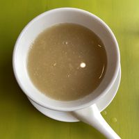 Vegan chicken soup at Lotus Vegan Cuisine in Glasgow