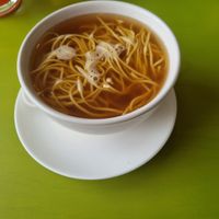 Chicken noodle soup at Lotus Vegan Cuisine in Glasgow