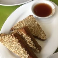 Vegan prawn toast  at Lotus Vegan Cuisine in Glasgow