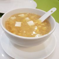 Tofu and sweetcorn soup at Lotus Vegan Cuisine in Glasgow