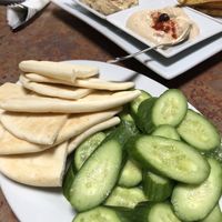 Pita and cucumbers at Paymon's Mediterranean Cafe in Las Vegas