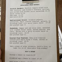 Menu at Olive's in Norwich