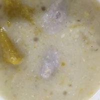 Coconut sago with corn, sweet pumpkin and taro for dessert (part of the buffet)  at Khouadin Vegetarian in Vientiane