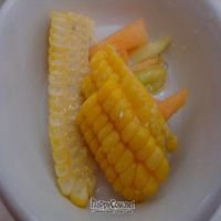 =) My favourite dish there - naked sweetcorn, yummy!!! :P at Khouadin Vegetarian in Vientiane