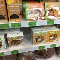 vegan cookies and crackers at Bio Barat in Budapest