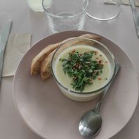 Gazpacho de brocoli et gingembre at Le Myrha in Paris
