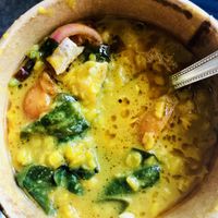 Vegan dal with added veggies. 😋  at The Yard in Faversham