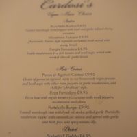 Vegan menu at Cardosi's in Paisley