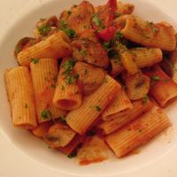 Rigatoni in tomato sauce.  at Cardosi's in Paisley