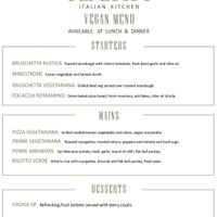 Vegan menu at Cardosi's in Paisley