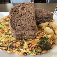 Vegan omelette with vegan cheese and toast  at My Diner in Melrose