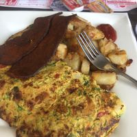 Vegan omelette and bacon  at My Diner in Melrose