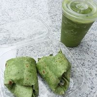 Kale and Hummus wrap w/ Glowing Green smoothie at Health in Hand in Spartanburg