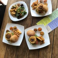 Vegan burgers & crispy tofu  at Taqueria Entre Zankas in Zihuatanejo