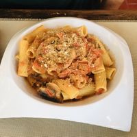 Rigatoni en salsa de hongos  at Taqueria Entre Zankas in Zihuatanejo