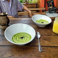Spinach cream soup at Taqueria Entre Zankas in Zihuatanejo