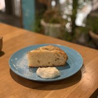 Banana bread with tofu cream  at Yidaki Cafe in Kobe