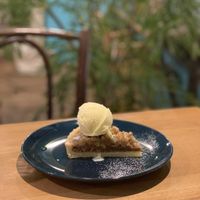 Walnut pie with ice cream  at Yidaki Cafe in Kobe