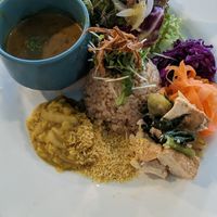 Lunch plate at Yidaki Cafe in Kobe