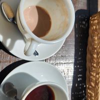 Last sips of hot chocolate and Costa Rica coffee at Yidaki Cafe in Kobe