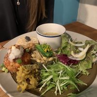 Dinner plate at Yidaki Cafe in Kobe