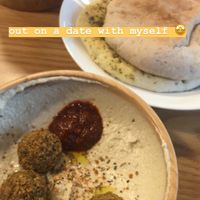 i’m hungry $14 (large hummus bowl, 3 falafels, choice of 2 pita - wholemeal and zaatar for me!) at Pita Bakery in Central Singapore