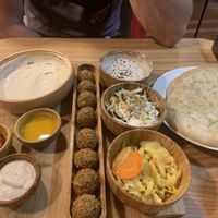 “Try it all" platter!  at Pita Bakery in Central Singapore