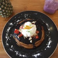 vegan blueberry pancakes at Cafe Organic in Kerobokan Kelod