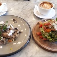 Mushroom thyme toast , avo toast, bonsoy cappu at Cafe Organic in Kerobokan Kelod