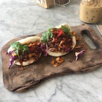 bao buns with coconut bacon & pulled jackfruit! at Cafe Organic in Kerobokan Kelod