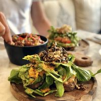 Pumpkin sandwich / buffalo wings / avocado sandwich  at Cafe Organic in Kerobokan Kelod