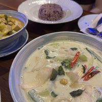 green curry mixed veg and tofu! so good  at Yogis Spicy in Bangkok