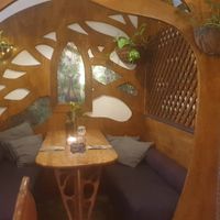 I love these eating nooks! at Elixiba in Byron Bay