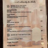 Drinks menu at Elixiba in Byron Bay