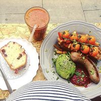 Vegan Breakfast, lemon loaf, juice  at Lele's in East London