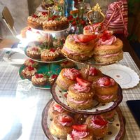 Victoria sponge cake and carrot cake  at Lele's in East London