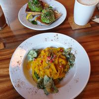 Dal and avo on toast at Dandelion Cafe in Saltaire