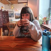 Vegan girl at Dandelion Cafe in Saltaire