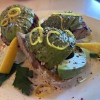 Avocado on sourdough  at Dandelion Cafe in Saltaire