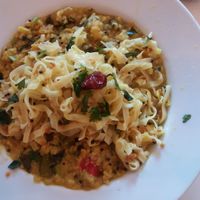 Dal with lemon rice noodles at Dandelion Cafe in Saltaire