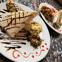 Falafel breakfast wrap at Dandelion Cafe in Saltaire