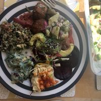 Wondeful mezze for 2 (this is less than half of it) at Dandelion Cafe in Saltaire
