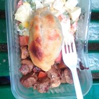 Empanada, ensalada rusa y carne de soja at Lotus in La Plata