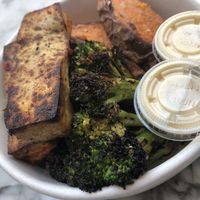 Tofu, broccoli, sweet potato + tofu aioli at DIG in Rye Brook