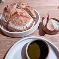 Bread and olive oil at Amaranth in Merelbeke